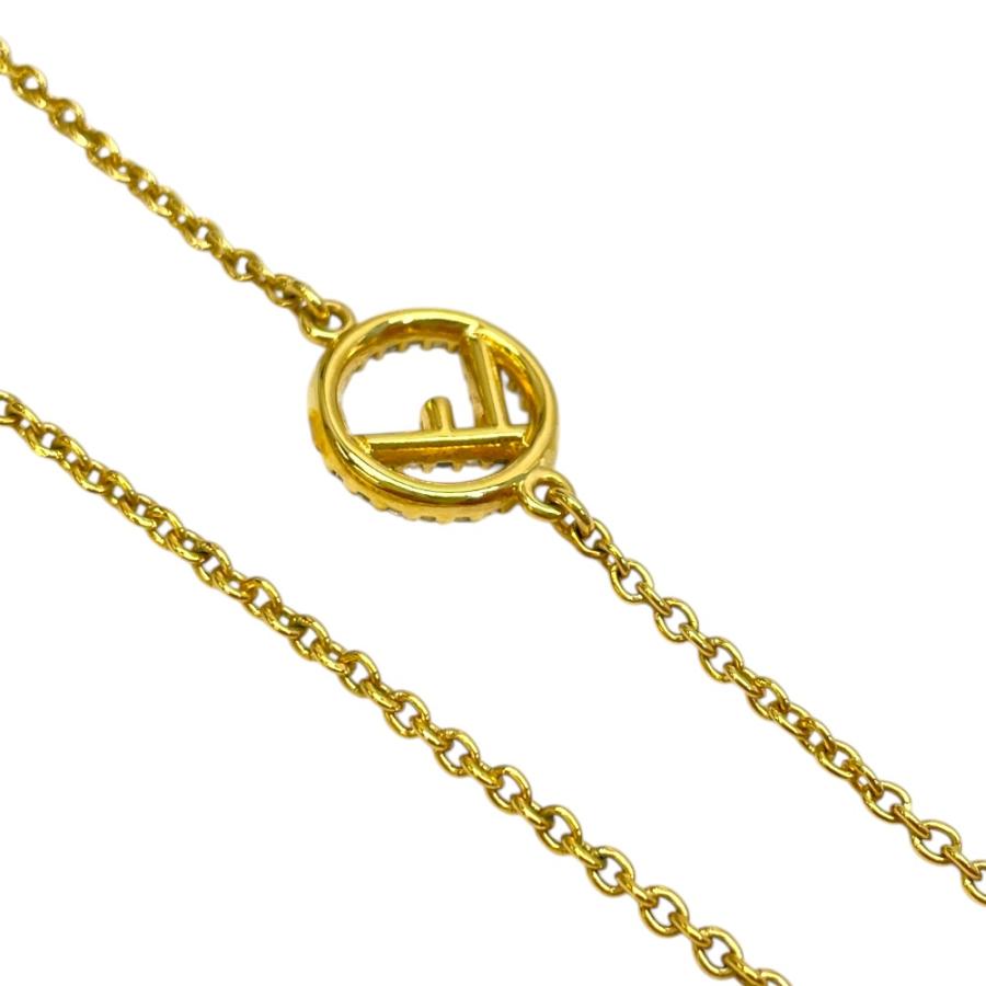フェンディ エフイズフェンディ FF ロゴ ロング ネックレス チェーン ペンダント アクセサリー ゴールド GP ラインストーン 1A0619 FENDI_5