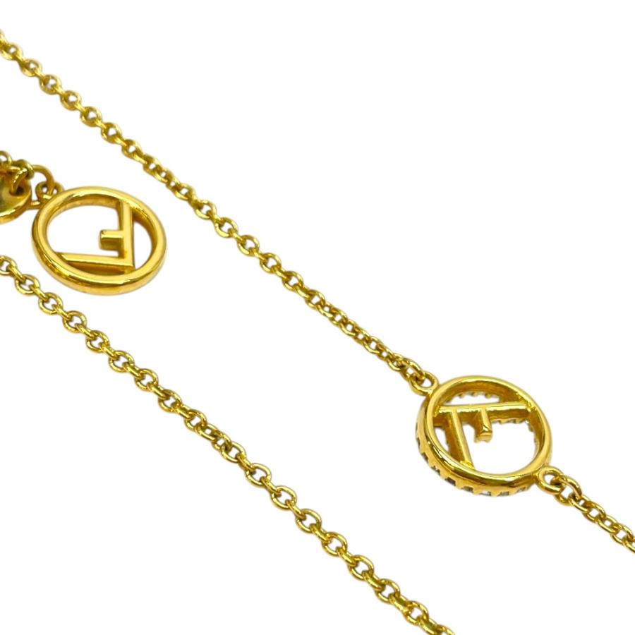 フェンディ エフイズフェンディ FF ロゴ ロング ネックレス チェーン ペンダント アクセサリー ゴールド GP ラインストーン 1A0619 FENDI_6