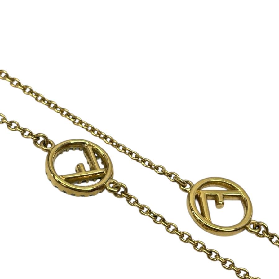 フェンディ エフイズフェンディ FF ロゴ ロング ネックレス チェーン ペンダント アクセサリー ゴールド GP ラインストーン 1A0619 FENDI_7