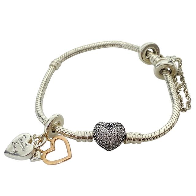PANDORA Braceletパンドラブレスレット SV925 チェーンハート PANDORA パンドラ ブレスレット Moments Heart & Snake Chain