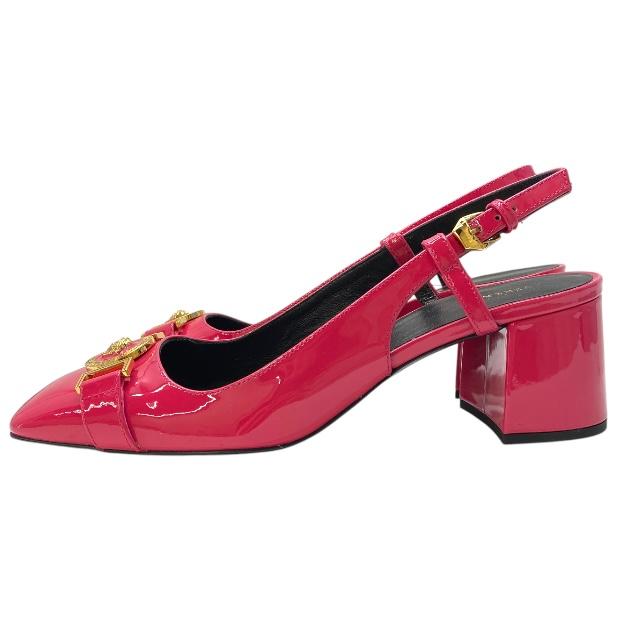 激安VERSACE ピンク メドューサ　スクエアトゥ エナメルミュール 新品 VERSACE（ヴェルサーチェ） 【新品】VERSACE パンプス ヒール ミュール