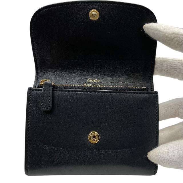 Cartier 二つ折り財布 黒 カーフレザー Cartier（カルティエ） 財布 メンズ ブランド パシャ 二つ折り財布