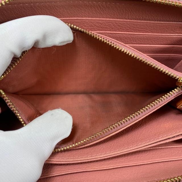 Miumiu ミュウミュウ 長財布 財布 ラウンドファスナー レザー ロゴ ピンク ゴールド金具 0408 A1545a Sense Yahoo ショッピング店 通販 Yahoo ショッピング