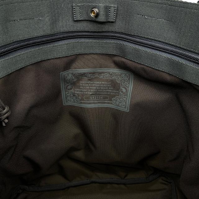 ハンティングワールド　トートバッグ　カーキ　デカロゴ　2way　斜め掛け可　T1 ハンティングワールド トートバッグ カーキ デカロゴ 2way 斜め