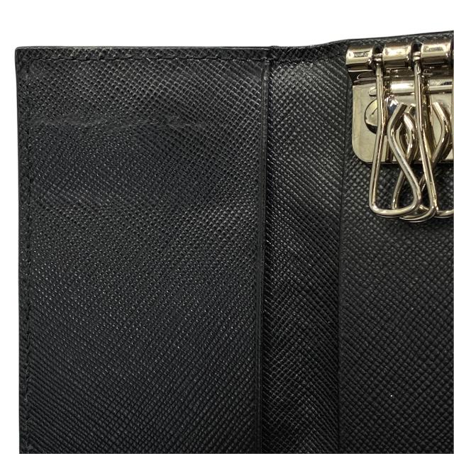 PRADA プラダ 6連 キーケース コンパクト ロゴ レザー ブラック