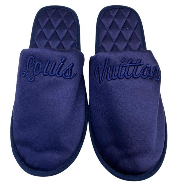 LOUIS VUITTON ファー スリッパ 青 LOUIS VUITTON ファー スリッパ 青