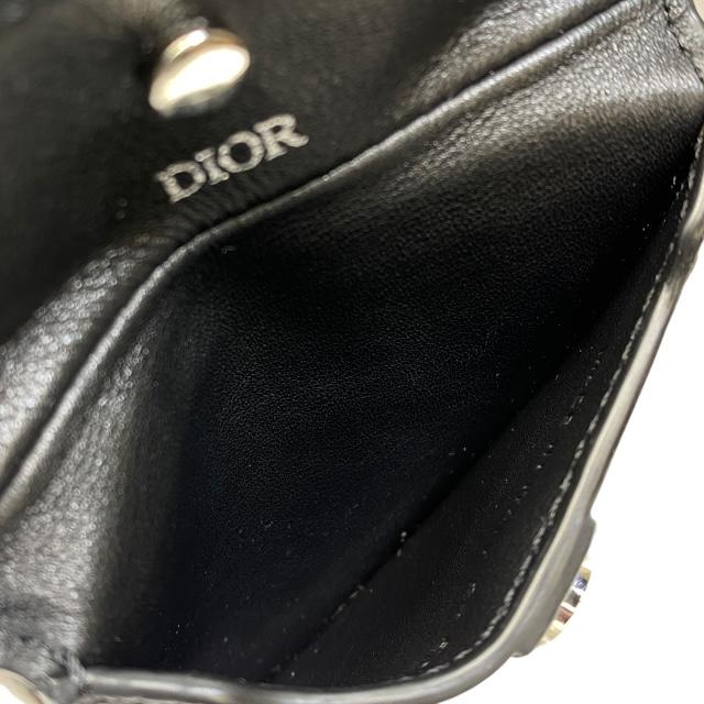 クリスチャンディオール サドルポーチ ミニポーチ コインケース レザー ブラック Christian Dior 【美品】Christian クリスチャンディオール