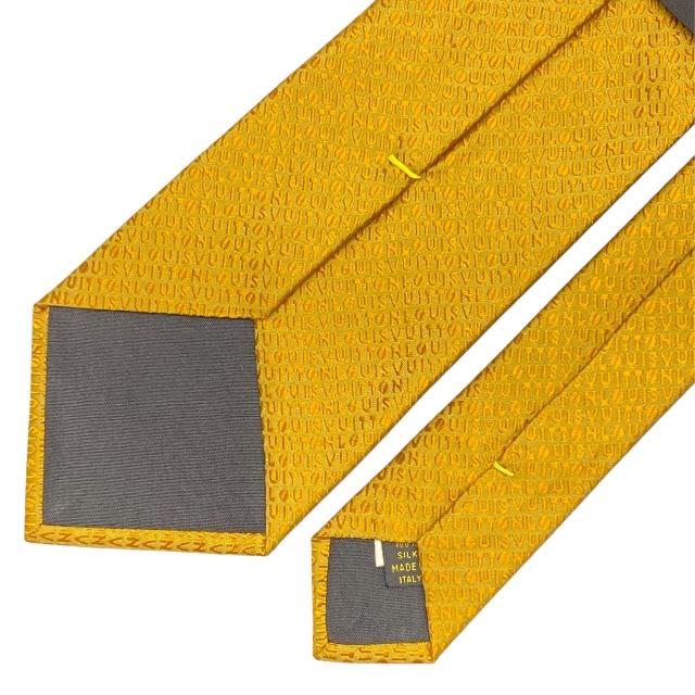 美品 ルイヴィトン Louis Vuitton ネクタイ シルク イエロー LOUIS VUITTON ルイ・ヴィトン イタリア製 シルク ロゴ ネクタイ