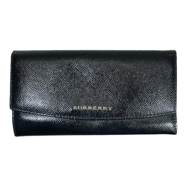 BURBERRY バーバリー 長財布 財布 フラップ お札入れ 小銭入れ カード入れ レザー ブラック ゴールド金具  :0422-a1645a:SENSE Yahoo!ショッピング店 - 通販 - Yahoo!ショッピング