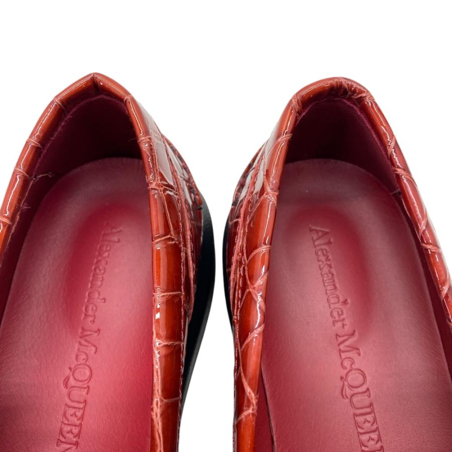 未使用展示品 アレキサンダーマックイーン ローファー 厚底 クロコ型押し レザー ボルドー Alexander McQueen [サイズ35(約22.5cm)]