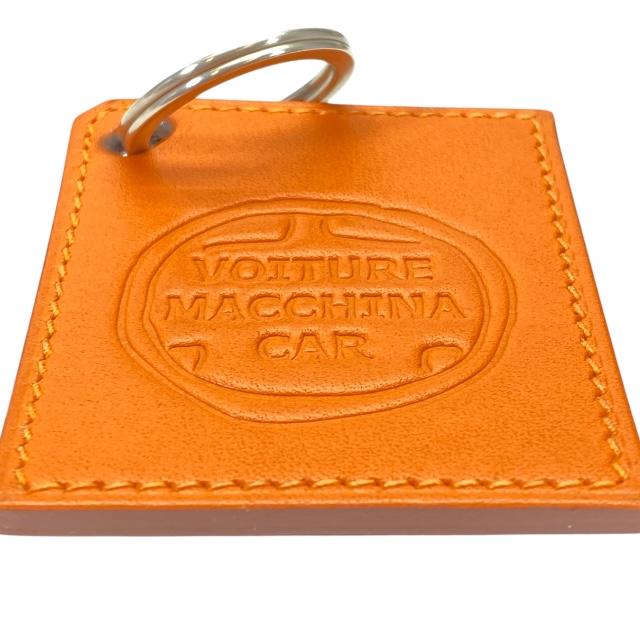 HERMES オレンジレザー キーホルダー エルメスキーホルダー オレンジモチーフ オレンジ/緑 ユニセックス