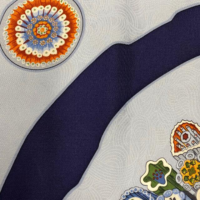 HERMES エルメス スカーフ ミニ プチカレ カレ40 硫化物 シルク ブルー