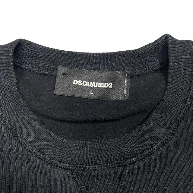 DSQUARED2 ブラック クルーネック トレーナー DSQUARED2 ディースクエアード クルーネックスウェット メンズ