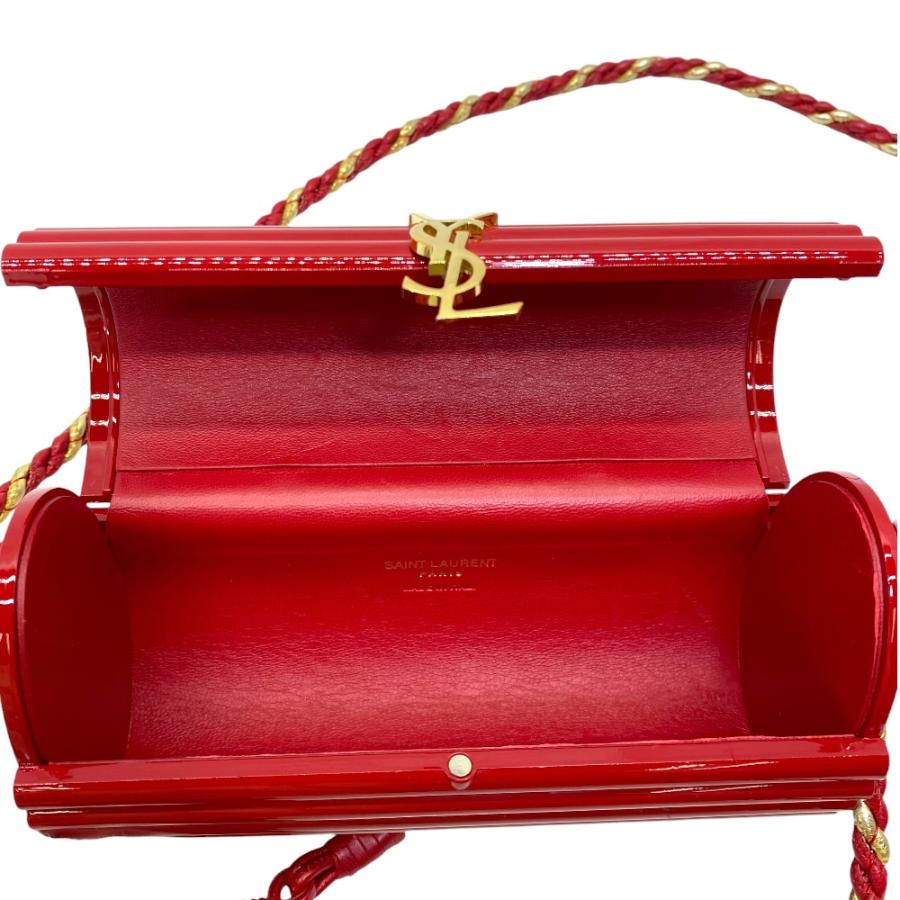 サンローラン オピウム タッセル ボックス バッグ ショルダーバッグ YSLロゴ レザー プラスチック レッド ゴールド YVES SAINT LAURENT_6