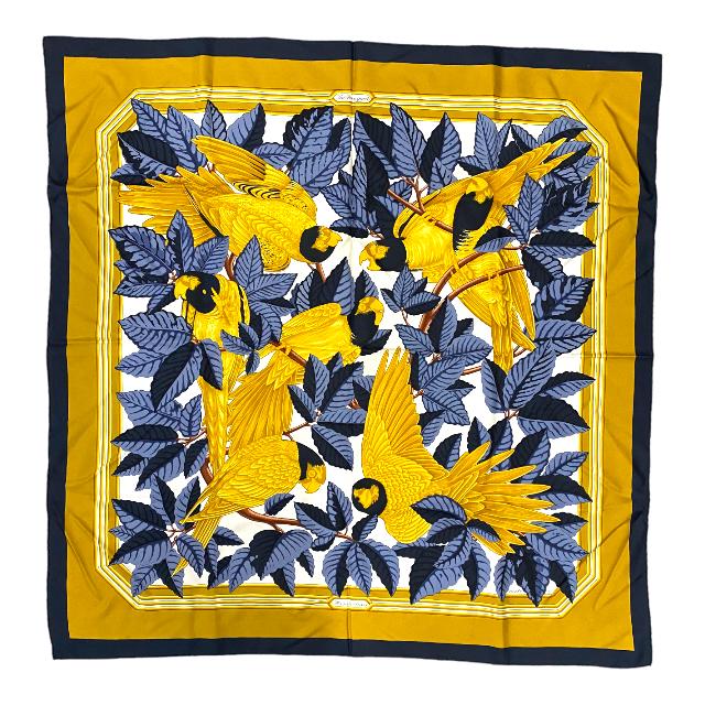HERMES エルメス カレ 90 Les Perroquets シルク 大判