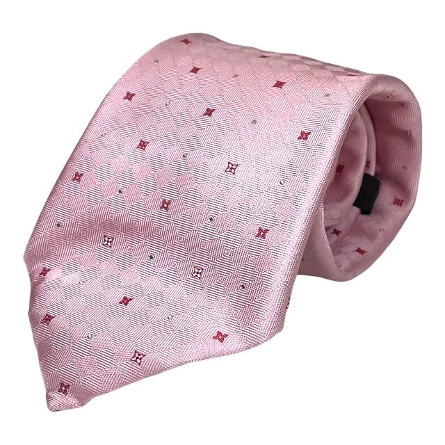 LOUIS VUITTON ルイ ヴィトン ネクタイ ループタイ 総柄 ピンク シルク