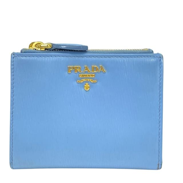 希少☆PRADA 二つ折り財布 アズーロ☆ナイロン×レザー☆ライトブルー 希少☆PRADA 二つ折り財布 アズーロ☆ナイロン×レザー☆ライト