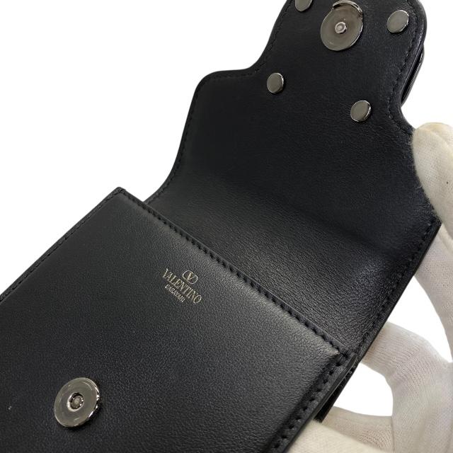 VALENTINO ヴァレンティノ Vロゴ ショルダーバッグ クロスボディバッグ ミニバッグ 肩掛け 斜め掛け レザー ブラック