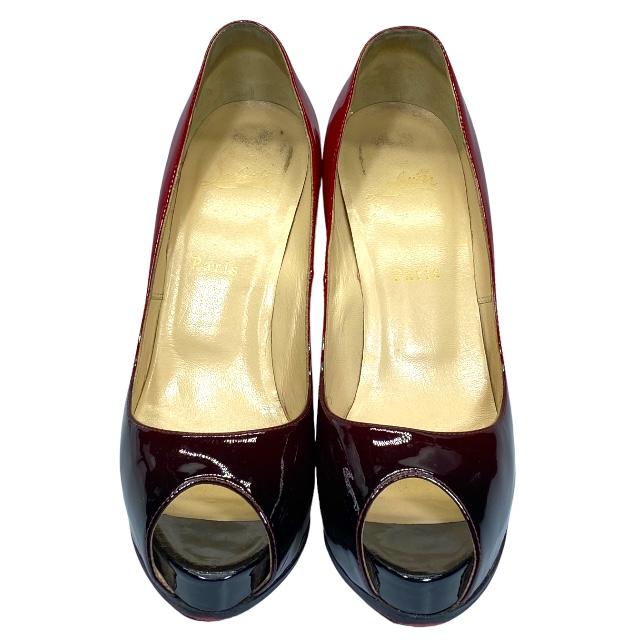 美品 クリスチャンルブタン グラデーション エナメル オープントゥ