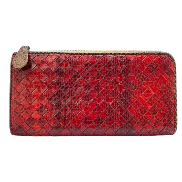 【最終値下】Bottega Veneta ボッテガ イントレチャート長財布レッド BOTTEGA VENETA（ボッテガ・ヴェネタ） イントレチャート 財布 長財布