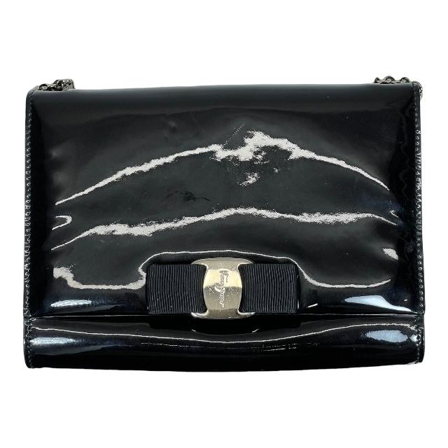 Salvatore Ferragamo フェラガモ AU-22 B558 チェーンショルダーバッグ ヴァラ リボン エナメル ブラック :  0511-a1758a : SENSE Yahoo!ショッピング店 - 通販 - Yahoo!ショッピング