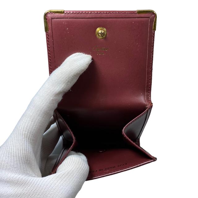 美品！Cartier カルティエ ボルドー レザー コインケース スクエア型 Cartier カルティエ コインケース マスト 小銭入れ ボルドー 2C