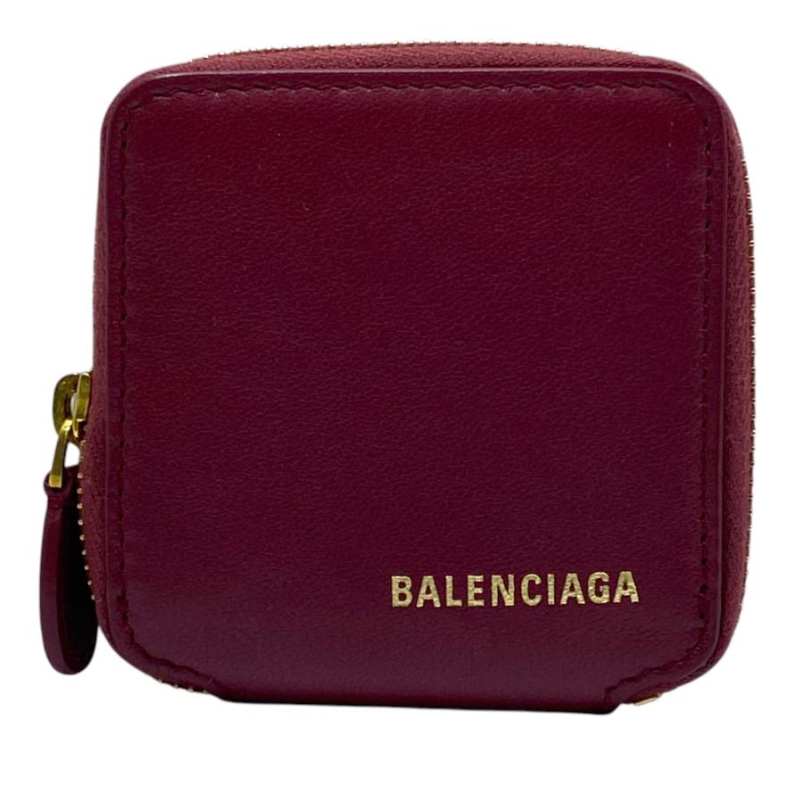 美品 BALENCIAGA バレンシアガ Ville ヴィル コインケース コンパクトウォレット 小銭入れ レザー ロゴ ボルドー 532244 | BALENCIAGA