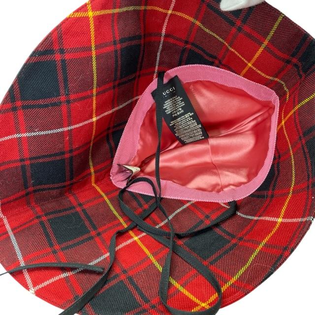 GUCCIチェック柄バケットハット 中古・古着通販】GUCCI (グッチ) 千鳥格子バケットハット ブラック