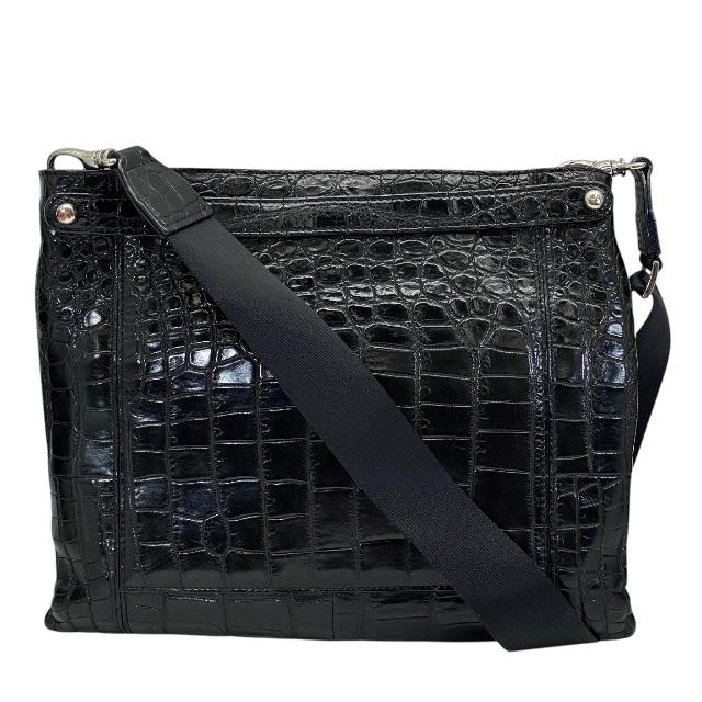 美品　ボーグラン　JRA認証　2wayバッグ　クロコダイル×カーフ　ブラック 極美品✨ボーグラン クロコダイル 2way ショルダーバッグ