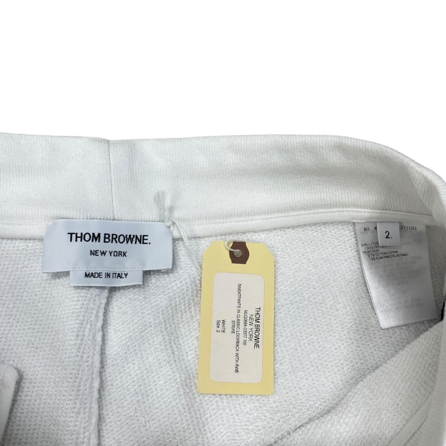未使用展示品 THOM BROWNE トムブラウン ストライプ スウェット パンツ トラックパンツ  MJQ66A03377 コットン ホワイト [表記サイズ 2]の画像