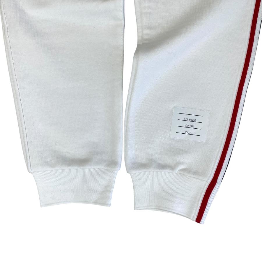 未使用展示品 THOM BROWNE トムブラウン ストライプ スウェット パンツ トラックパンツ  MJQ66A03377 コットン ホワイト [表記サイズ 2]の画像