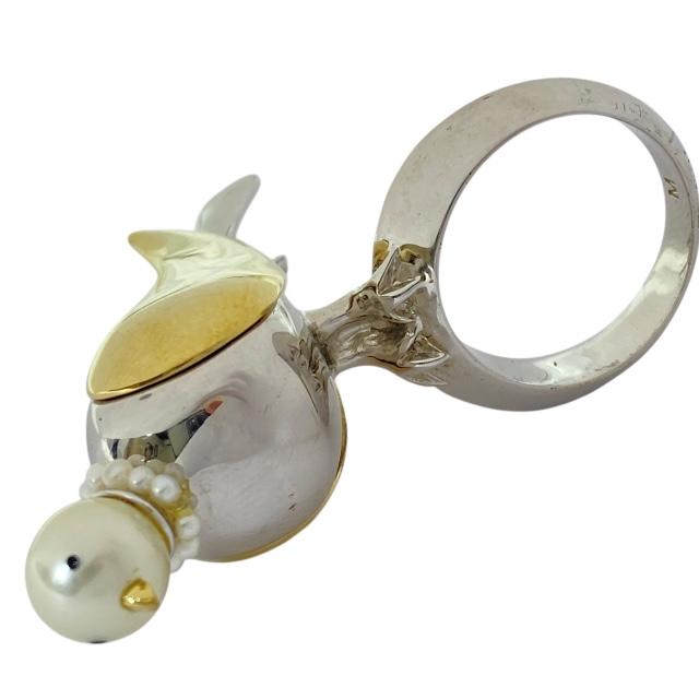 シルバー 彫刻入りリング　　DIOR ディオール ロゴ リング 指輪 #58 シルバー メタル メンズ Dior