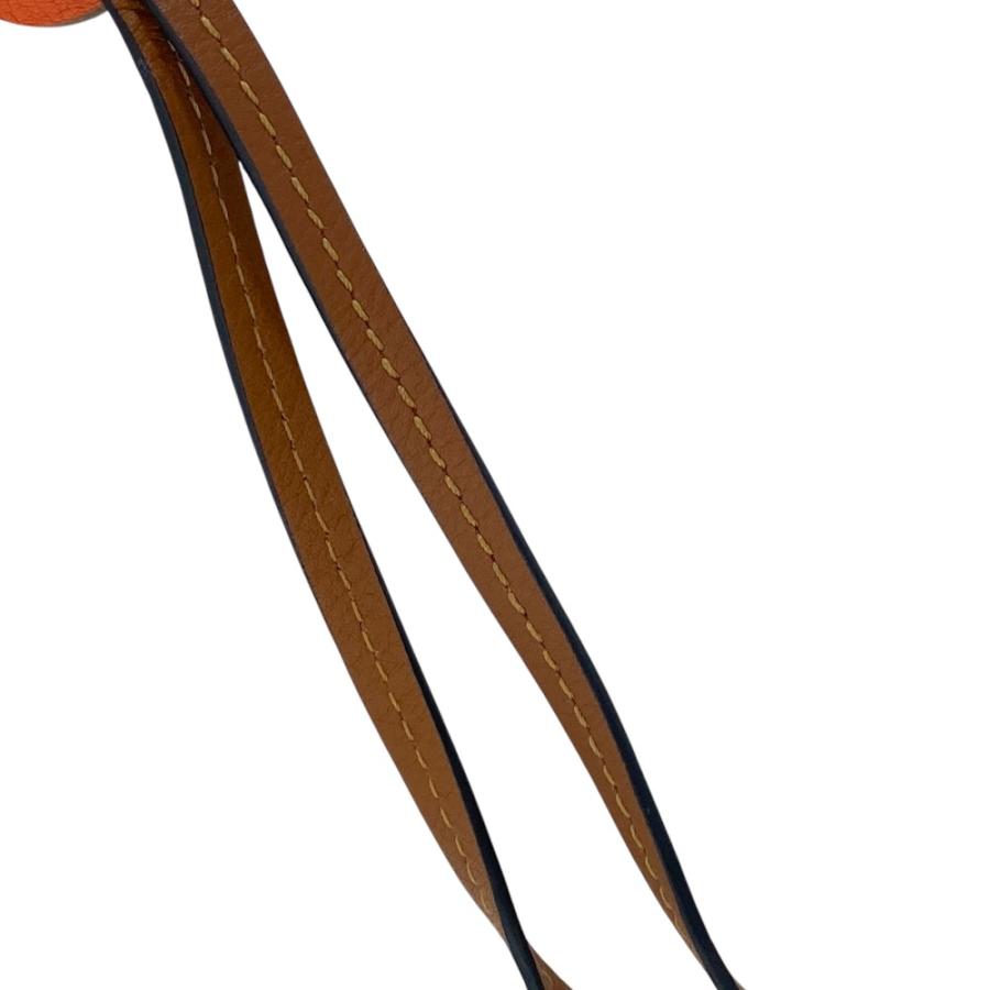 LOEWE レザーキーホルダー オレンジ・ブラウン LOEWE（ロエベ） アナグラム バッグ チャーム キーホルダー キーリング