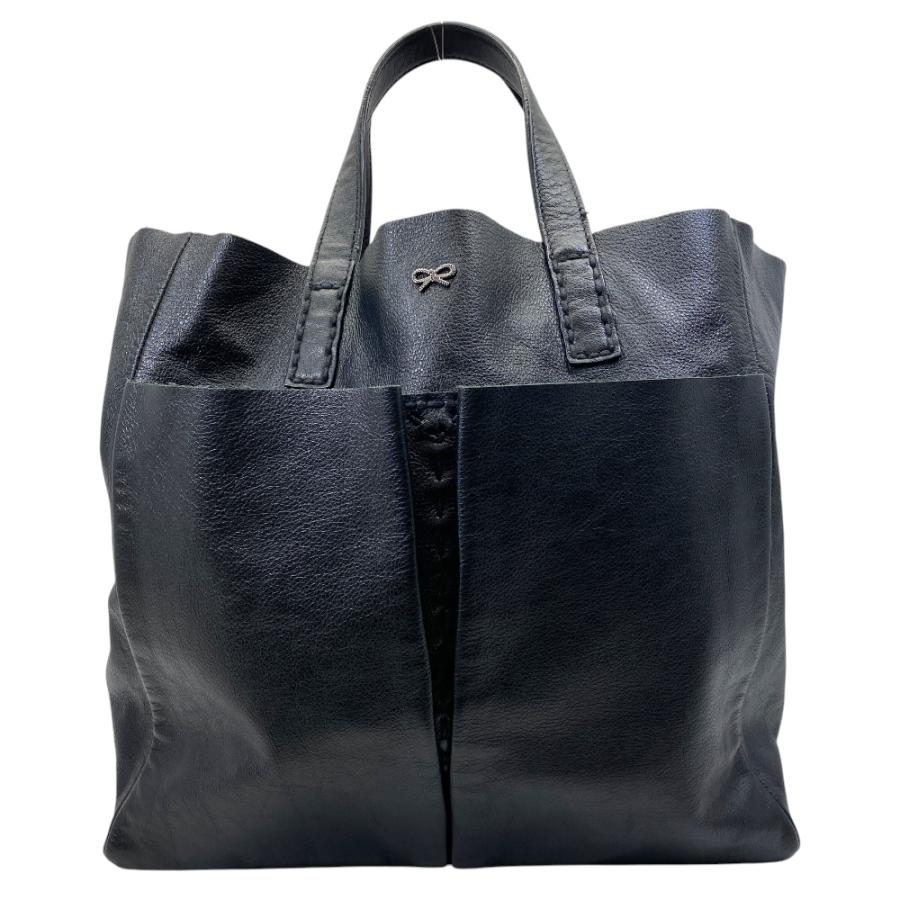 【極美品】アニヤハインドマーチ ネイビス レザートートバッグ A4・PC収納可 ANYA HINDMARCH（アニヤ・ハインドマーチ） BITS BOBS NEVIS RAW SMALL