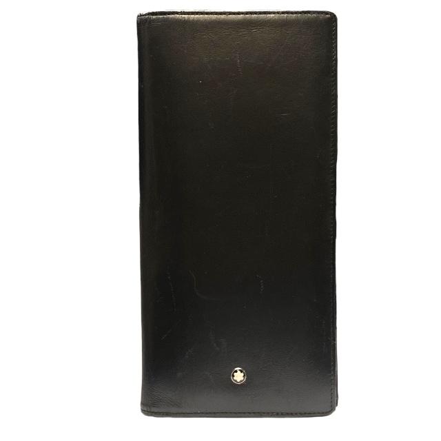 MONTBLANC(モンブラン) 長財布 - 黒 ラウンドファスナー フルグレインカウハイド MONTBLANC（モンブラン） 財布 長財布 ロングウォレット 二つ折り財布