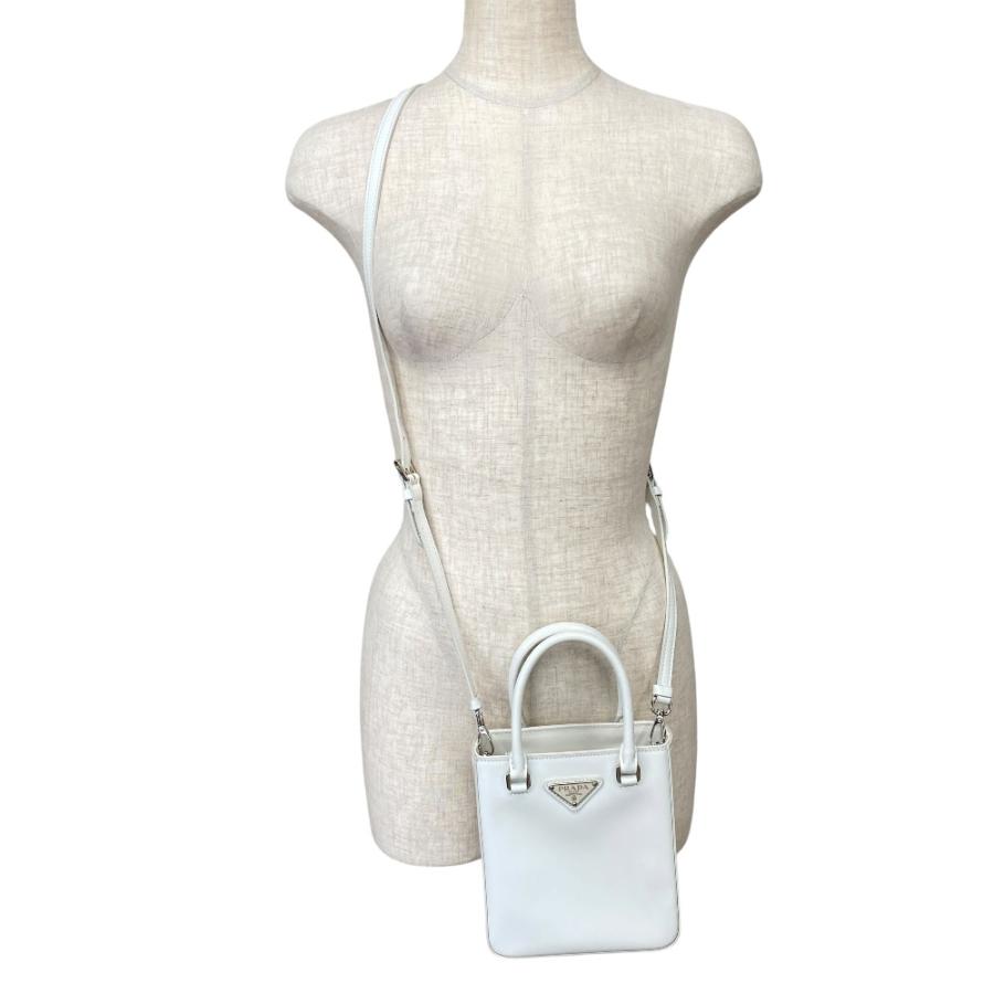PRADA（プラダ） 美品 Small Brushed Leather Tote Bag スモール