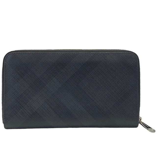 未使用BURBERRYレザー長財布　オーガナイザー　ロンドンチェック　紺　袋付き BURBERRY】バーバリー『ロンドンチェック オーガナイザー