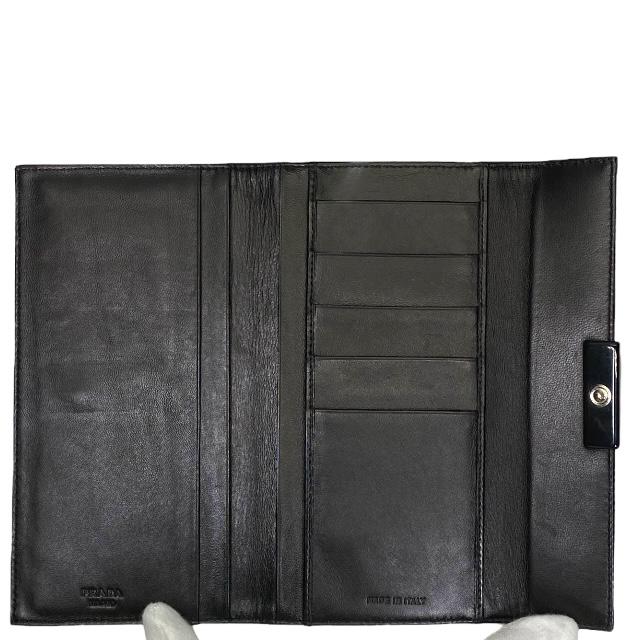 ■美品■　プラダ M722 長財布 三つ折り 財布 サテン レザー ブラック 箱 【3992】2 PRADA - □美品□ プラダ M722 長財布 三つ折り 財布 サテン レザー