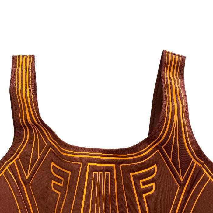 未使用 FENDI フェンディ ブラトップ スポーツトップ トレーニングウェア FFロゴ FAF106A7Z0 ナイロン ポリウレタン オレンジ (サイズ44)_3