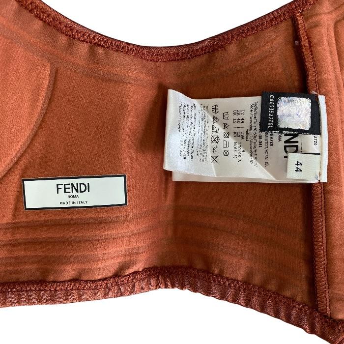 未使用 FENDI フェンディ ブラトップ スポーツトップ トレーニングウェア FFロゴ FAF106A7Z0 ナイロン ポリウレタン オレンジ (サイズ44)_7