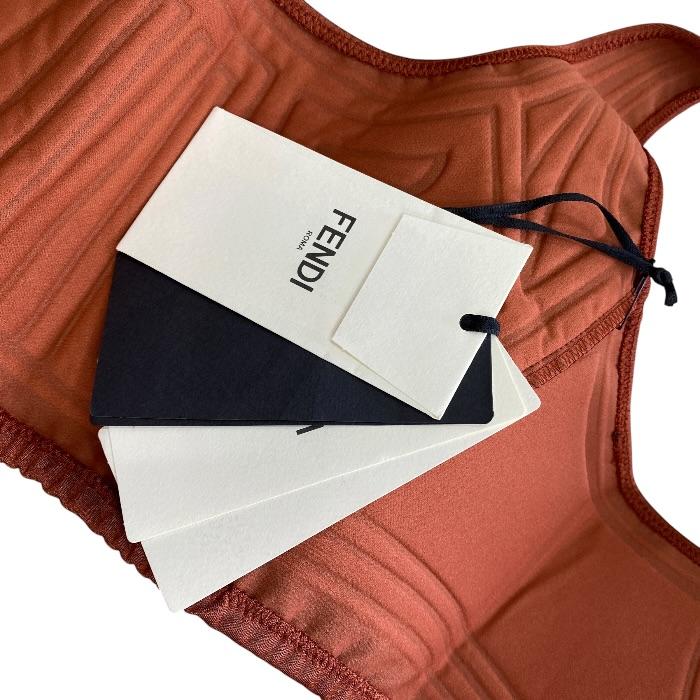 未使用 FENDI フェンディ ブラトップ スポーツトップ トレーニングウェア FFロゴ FAF106A7Z0 ナイロン ポリウレタン オレンジ (サイズ44)_8