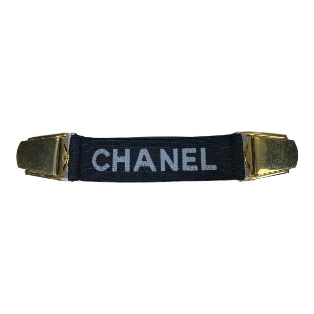 【予約】 CHANEL シャネル アームバンド 高級素材使用ブランド ヴィンテージ ブラック ゴールド金具 ホワイト ロゴ