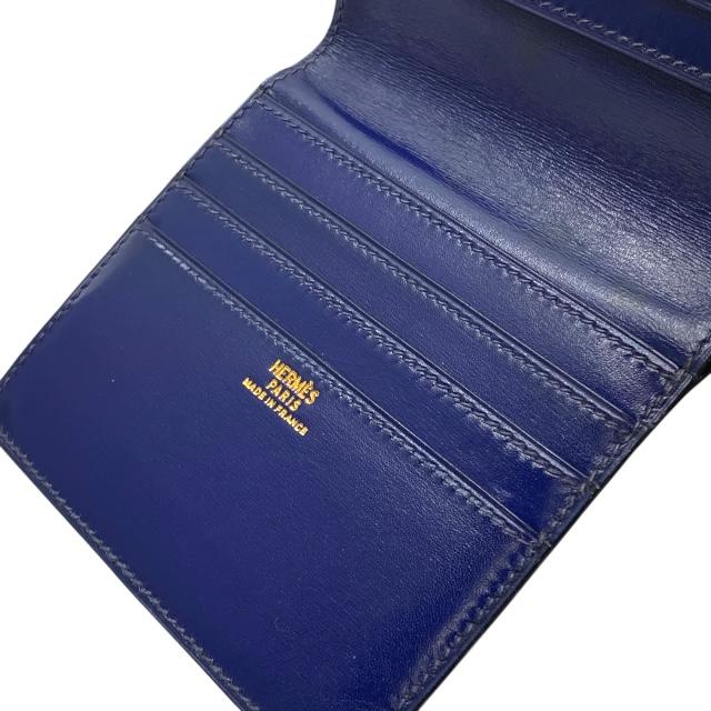 HERMES 二つ折り名刺入れ 青 赤