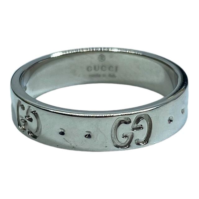 【GUCCI】グッチ 750WG 〔アイコン〕 スリムリング 品番g21-250 GUCCI - グッチ GUCCI アイコンスリムリング ピンクゴールド Au750