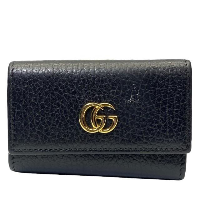 グッチ GUCCI GGマーモント 456118 鍵 6連 キーケース レザー ブラック 美品 GUCCI（グッチ） 456118 6連 キーケース キーリング 小物 GGマーモント