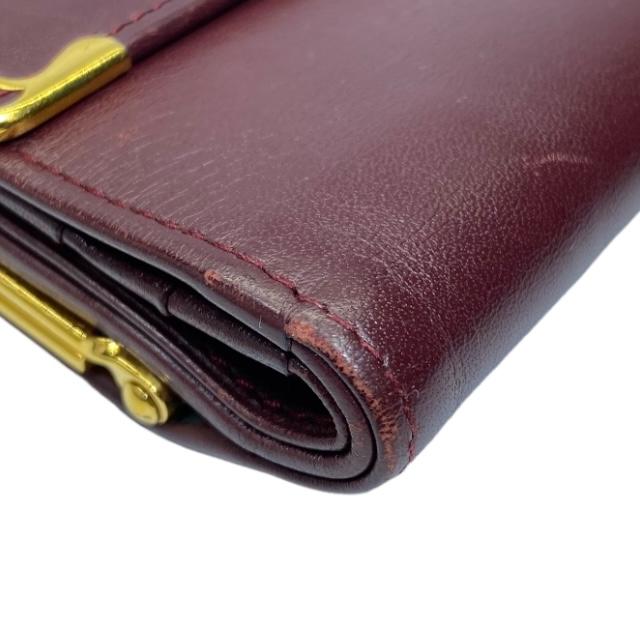 極美品【Cartier】カルティエ 三つ折財布 マストライン がま口 ボルドー 極美品【Cartier】カルティエ 三つ折財布 マストライン がま口