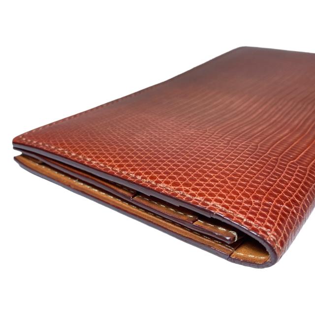 美品】GANZO ガンゾ 57259-50 長財布 ロゴ型押し リザードレザー 