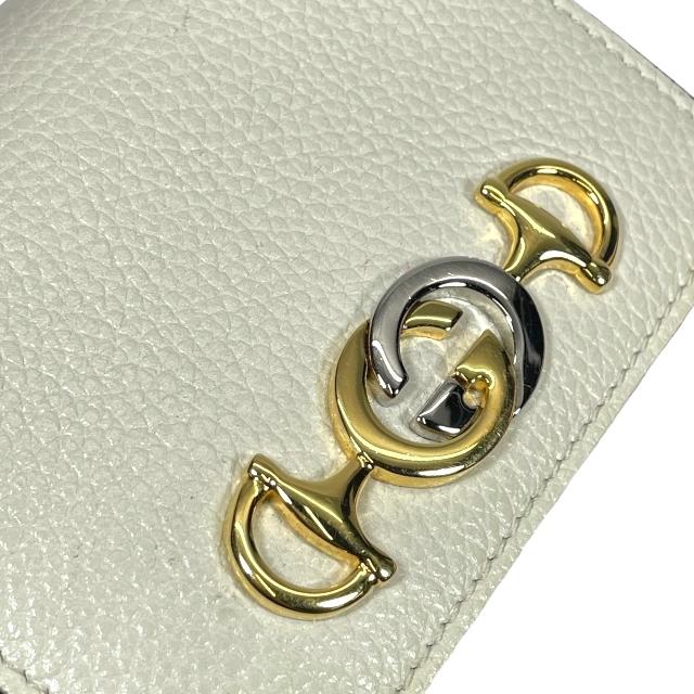 美品】GUCCI グッチ 2つ折り財布 570660 ズゥミ レザー アイボリー 
