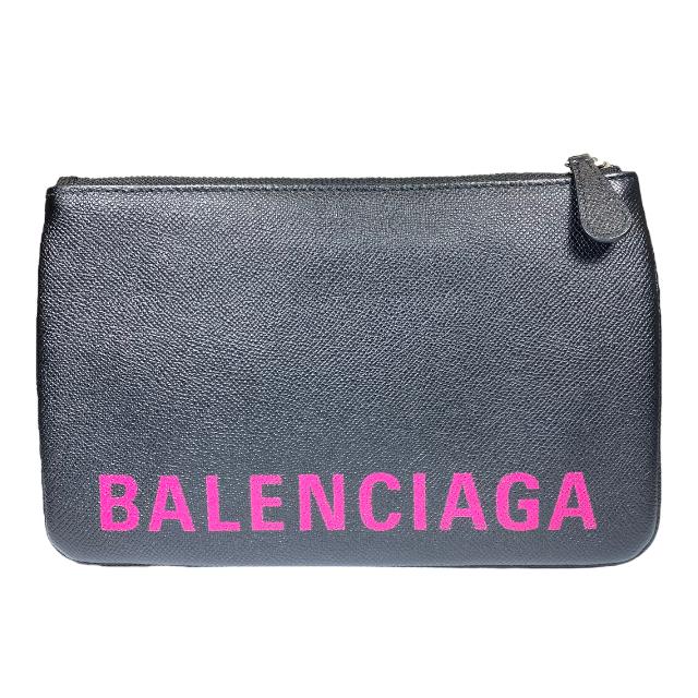 バレンシアガ   529313 ロゴプリントレザークラッチバッグ 中古 BS99 バレンシアガ VILLE ロゴクラッチ BALENCIAGA バレンシアガ クラッチ
