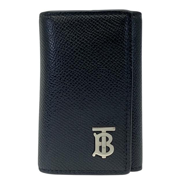 現行【新品同様】バーバリー 6連 キーケース TB レザー ブラック メンズ BURBERRY バーバリー 6連 キーケース TBロゴ グレイニーレザー